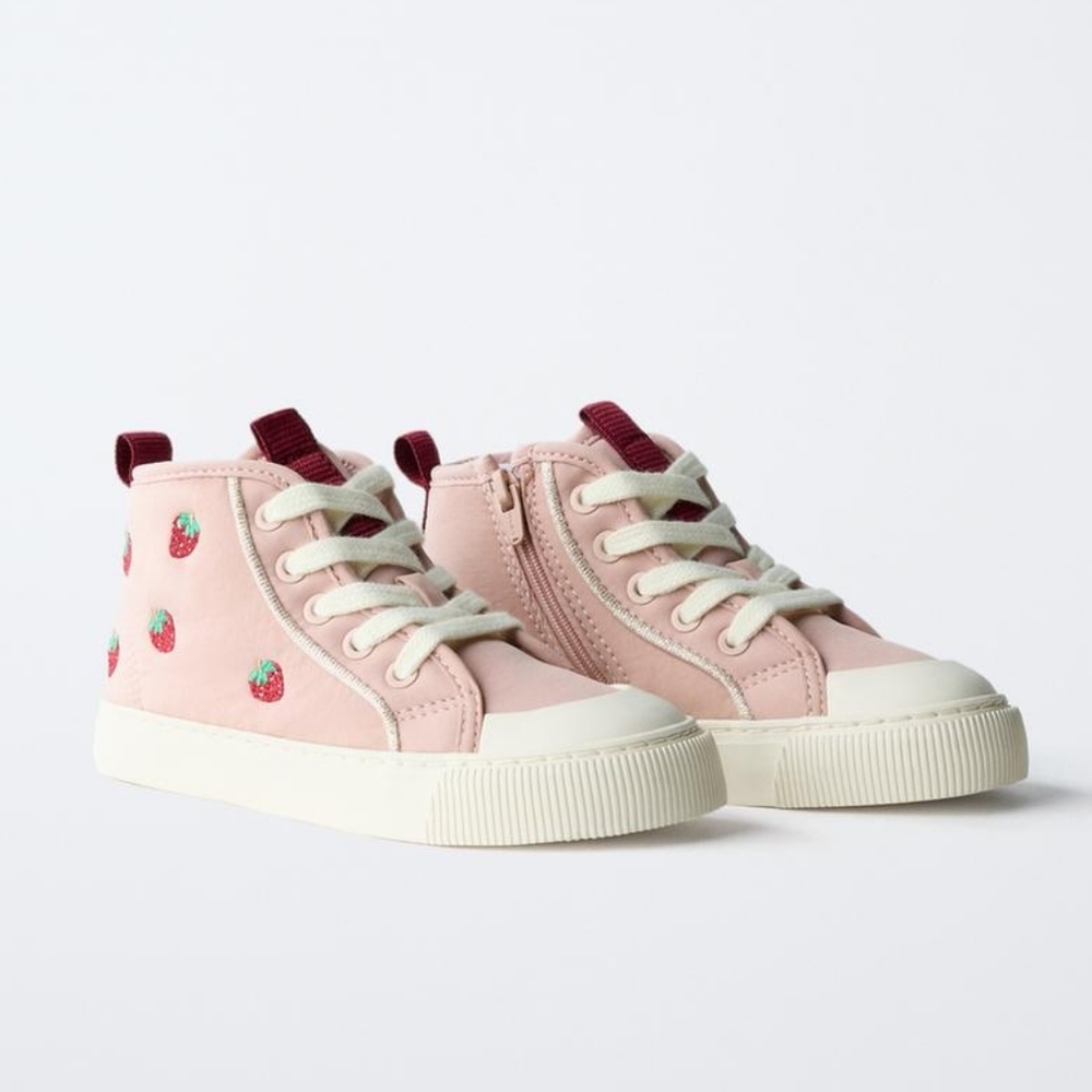 Zara Pink Strawberry High-Top Sneakers